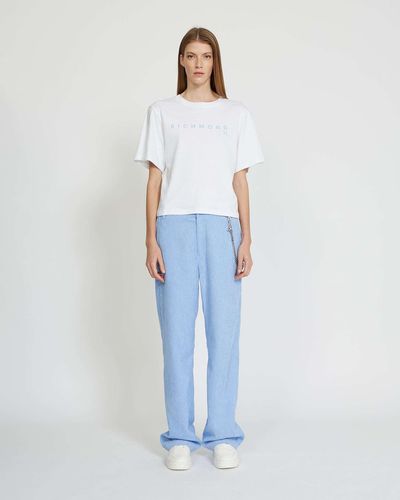 John Richmond T-shirt With Contrasting Logo On The Front - Blue