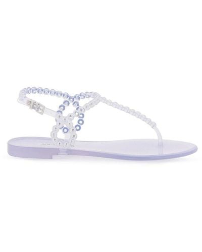 Aquazzura Almost Bare Embellished Jelly Flat Sandals - White