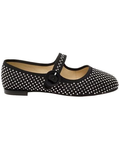 Repetto 'Georgia Mary Jane' Ballerinas With Crystals All Over - Black