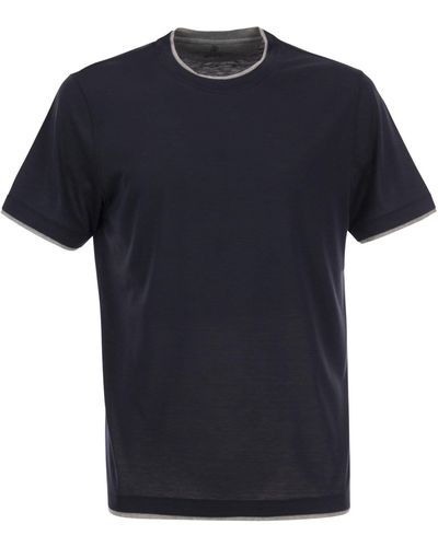 Brunello Cucinelli Silk And Cotton T-Shirt - Blue