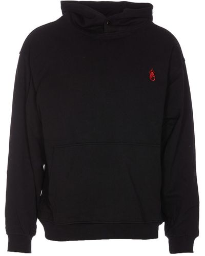Vision Of Super Hoodie With Flames Logo - Black