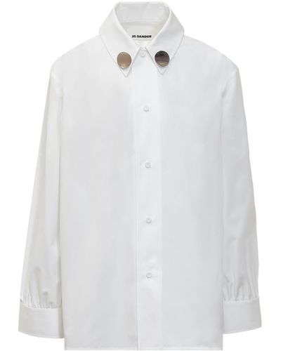 Jil Sander Cotton Shirt With Clips - White