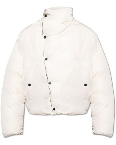 Jacquemus Asymmetric Buttoned Highneck Puffer Jacket - White