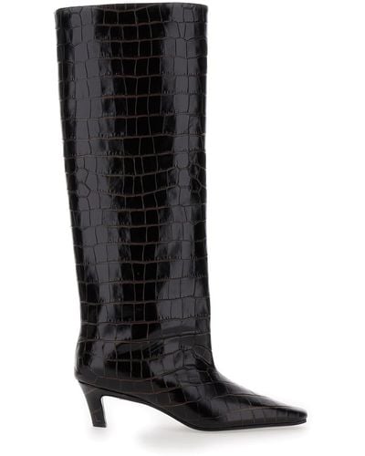 Totême The Wide Shaft Pull-On Boots With Low Heel - Black