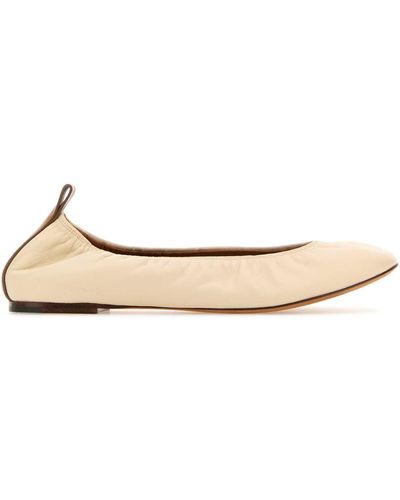 Lanvin Ivory Leather Ballerinas - Natural