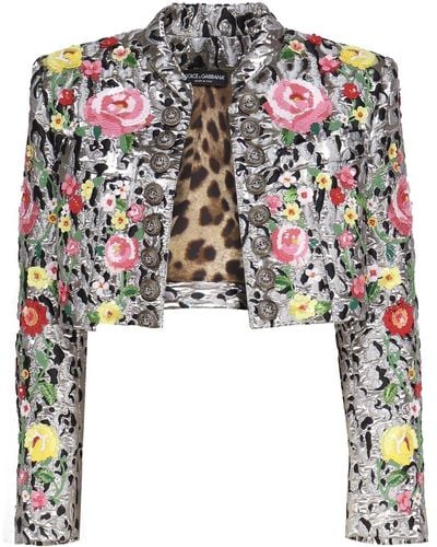 Dolce & Gabbana Jacket With Animal Print And Flowers - Black