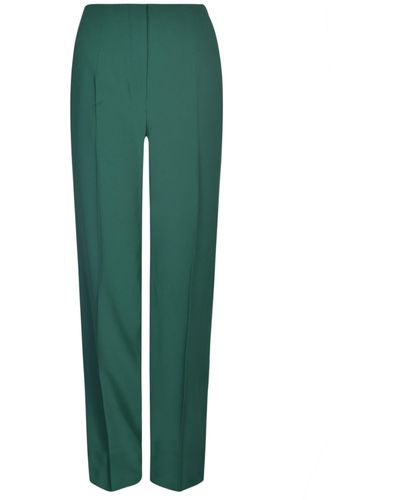 Alberta Ferretti Straight Wide Leg Plain Trousers - Green