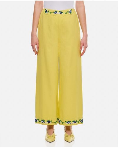 Bode Beaded Chicory Cotton Trousers - Yellow