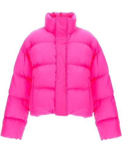 Balenciaga Logo Embroidery Down Jacket Coats, Trench Coats Fuchsia - Pink