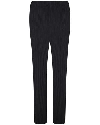 Issey Miyake Pleated Black Straight Trousers - Blue