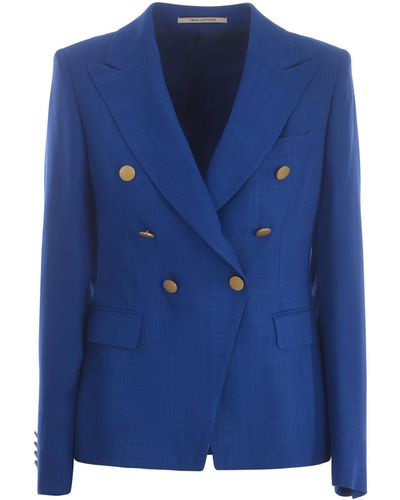 Tagliatore Double-breasted Jacket J-alycia Made Of Viscose - Blue