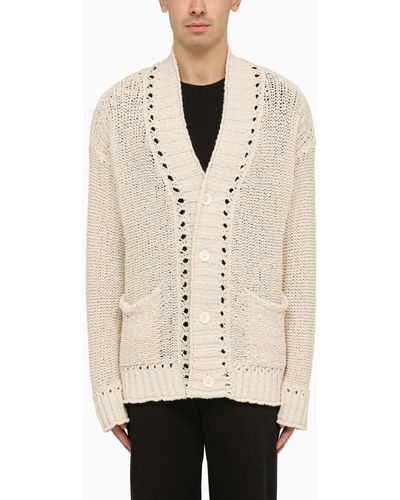 Roberto Collina Perforated Cotton Cardigan - Natural