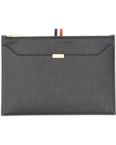 Thom Browne Leather Briefcase - Grey