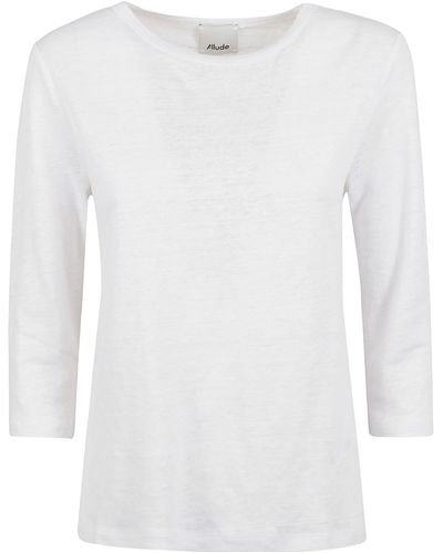 Allude Round Neck Sweater - White