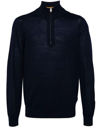 Paul Smith Sweater Zip Neck - Blue