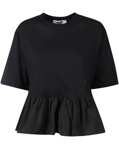 MSGM Ruffle T-Shirt - Black