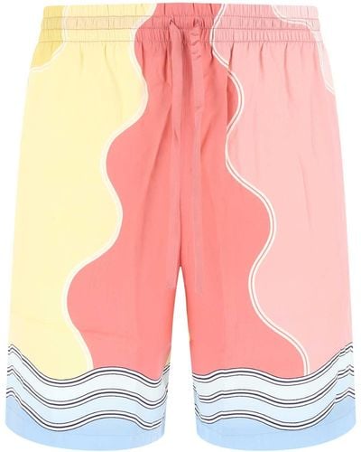 Casablancabrand Printed Satin Bermuda Shorts - Pink