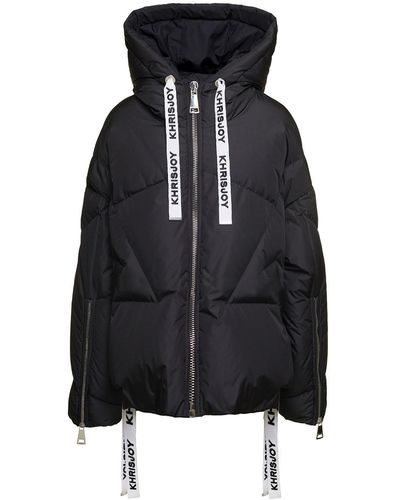 Khrisjoy Black Puff Khris Iconic Oversized Down Jacket With Hood In Polyester