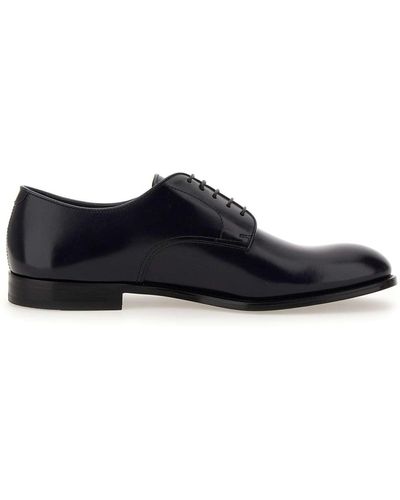 Doucal's Old Leather Lace-Up - Black