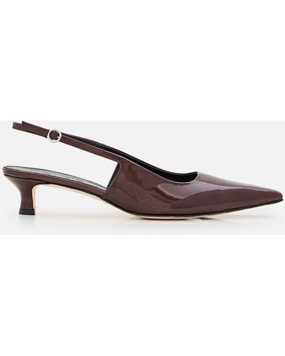 Aeyde 35Mm Catrina Patent Calf Leather Slingback - Brown