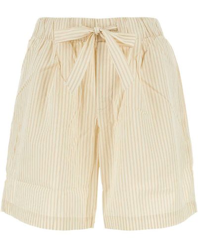 Tekla Embroidered Cotton Pajama Shorts - Natural