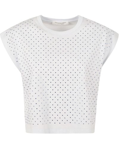 Philosophy Di Lorenzo Serafini Rhinestone Embellished Sleeveless T-Shirt - White