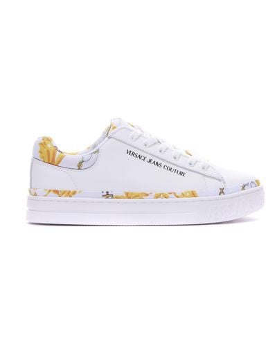 Versace Jeans Couture Trainers In Leather And Printed Lycra - White