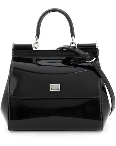 Dolce & Gabbana Patent Leather 'sicily' Handbag - Black