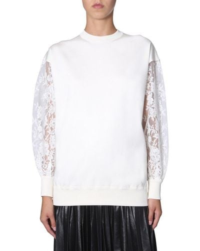Givenchy Lace Sleeves Sweater - White