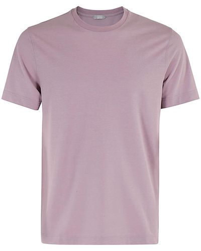 Zanone T Shirt Mc Slim Fit Ice Cotton - Purple