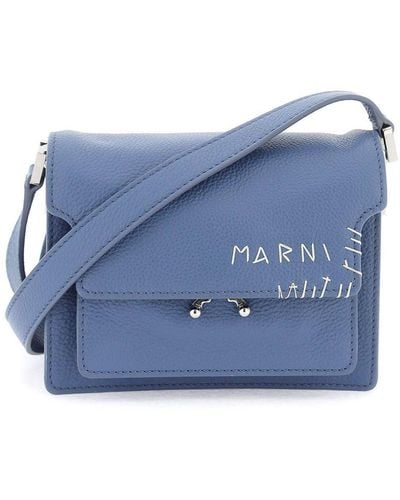 Marni Mini Trunk Logo Embroidered Shoulder Bag - Blue