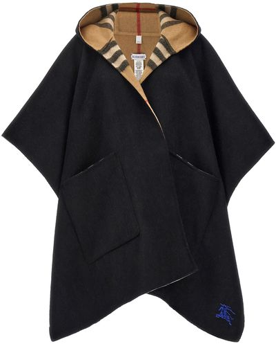 Burberry Reversible Hooded Cape Capes - Black