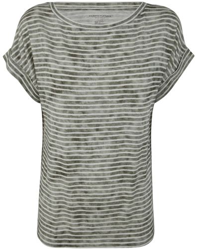Majestic Filatures Revers Sleeves Boat Neck Sweater - Gray