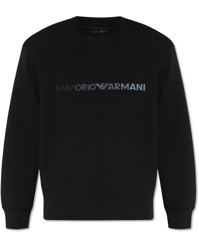 Emporio Armani Logo-embroidered Sweatshirt, - Black