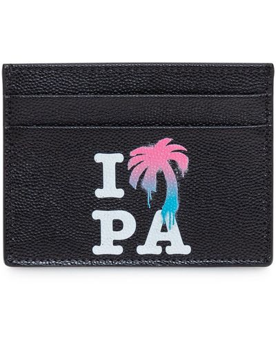 Palm Angels Card Holder With Print - Black