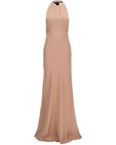 N°21 Lace Satin Long Dress Dresses - Natural
