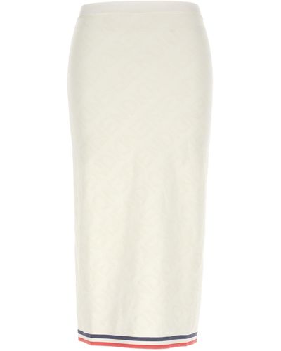 Fendi All Over Logo Midi Skirt - White