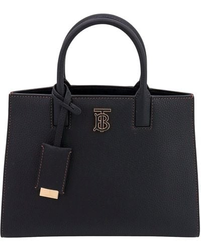 Burberry Frances Tb Plaque Tote Bag - Black