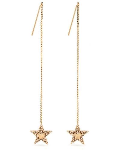 Versace Medusa Charm Earrings With Crystral Embellishment In Gold-tone Brass Woman - White
