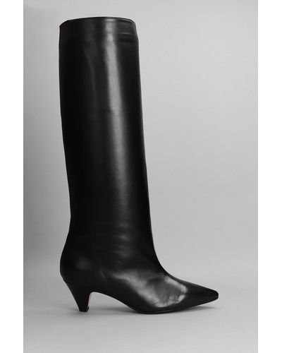 Anna F. High Heels Boots In Black Leather