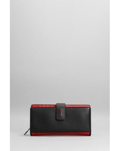 Christian Louboutin Paloma Wallet In Black Leather - Grey