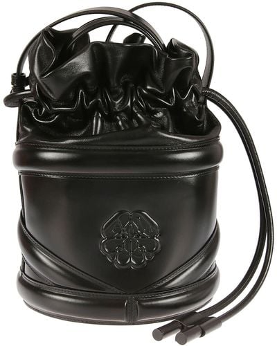 Alexander McQueen The Curve Soft Large Leather Bucket Bag - Black