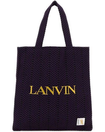 Lanvin Embroidered Canvas X Future Curb Shopping Bag - Blue