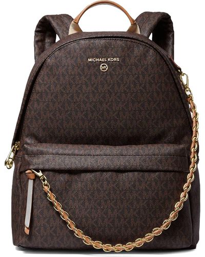 Michael Kors Medium Slater Backpack With Logo - Brown