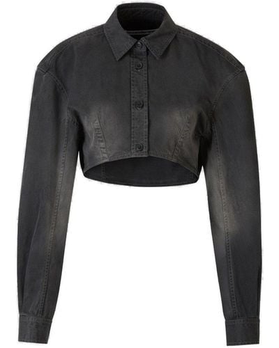 Alexander Wang Button-Up Cropped Jacket - Black