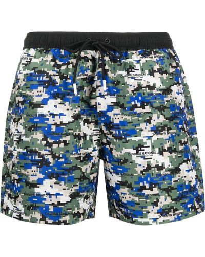 CoSTUME NATIONAL Camouflage Swim Shorts - Blue