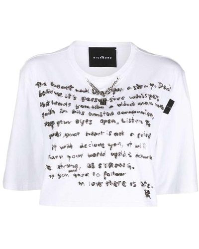 John Richmond T-Shirt With Print On The Front - White
