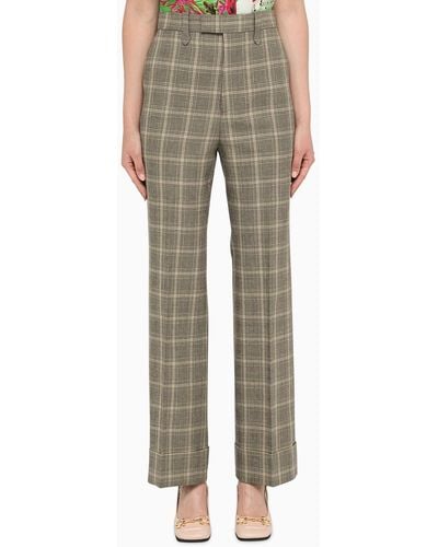 Gucci Prince Of Wales Check Trousers - Green