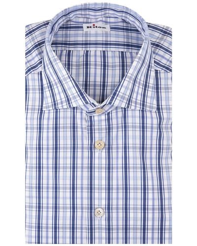 Kiton Check Pattern Shirt - Blue