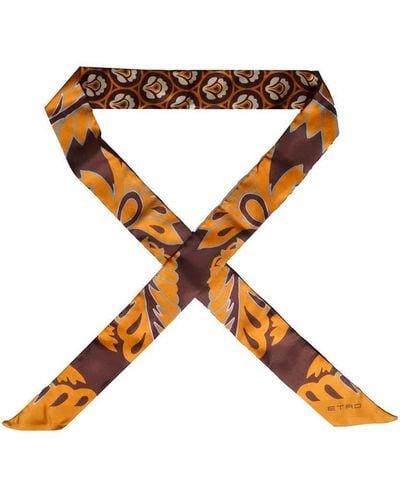 Etro Paisley-Printed Twill Scarf - Brown